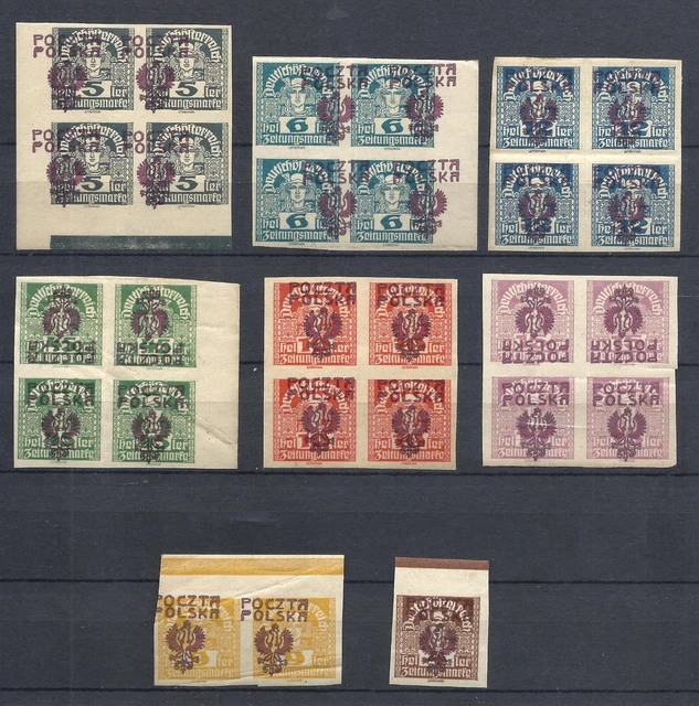 Poland local  1918 ROZWADÓW ISSUE II in fours moved  error rare sig. MNH*/**