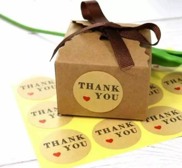 Round Paper Thank You Hand Made With Love Labels Stickers Gift Food Craft Box