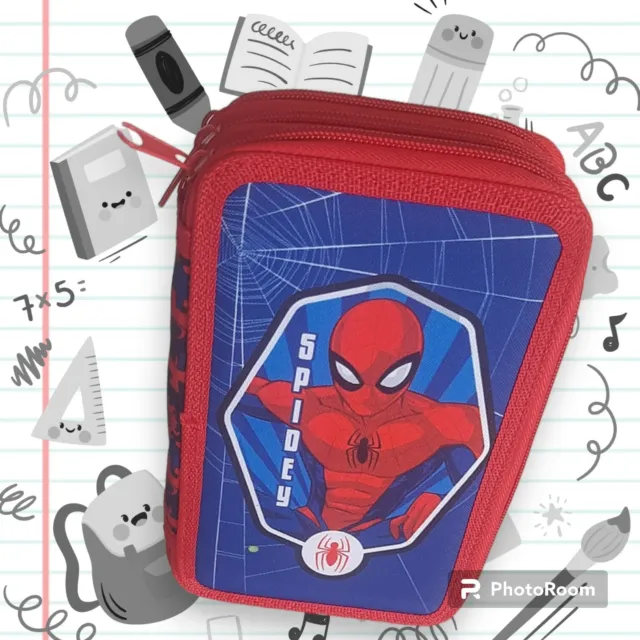 astuccio scuola 3 zip spiderman