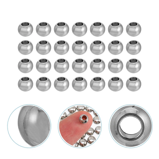100 Pcs Smooth Spacer Beads Stainless Steel Glossy Beads Crafts Suite