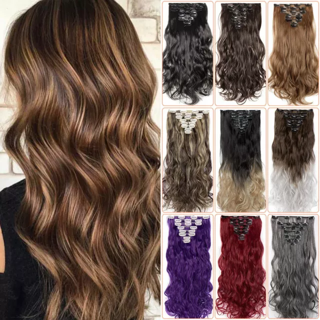Thick Clip In Hair Extensions Ombre Full Head Real Natural As Human Hair 8Pcs UK