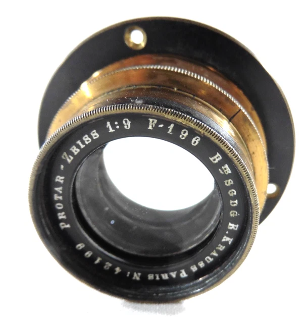 PROTAR ZEISS 1:9 F-196 Objectif E.Krauss Paris Laiton brass photo lens ...