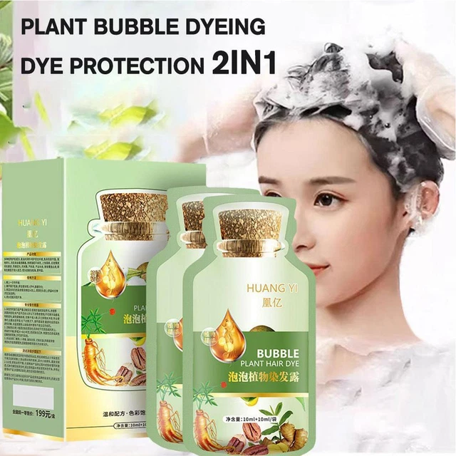 Nuevo tinte para el cabello de plantas naturales a base de burbujas a base de botánico para color de cabello gris tinte de burbujas