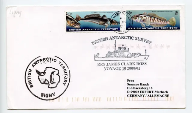 BRITISH ANTARCTIC TERRITORY 2001 Cover Ship RRS JAMES CLARCK ROSS