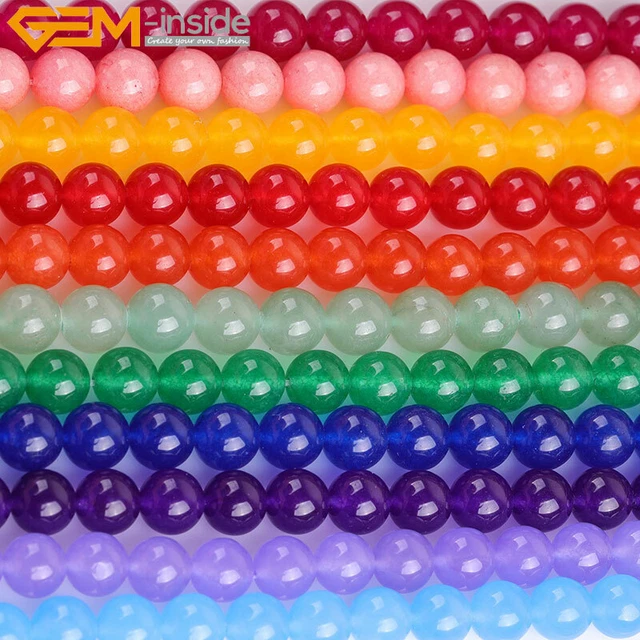 Red Blue Pink Round Jade Beads Gemstone Crystal  Jewelry Making 15" 8mm 10mm