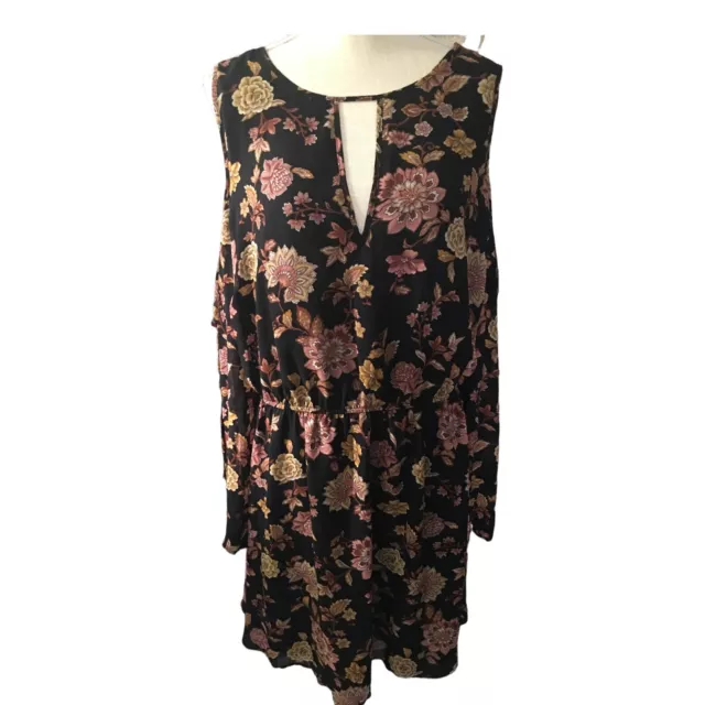 Womens Dress Forever 21 2XL Floral Print Cold Shoulder Fit & Flare Bell Sleeves