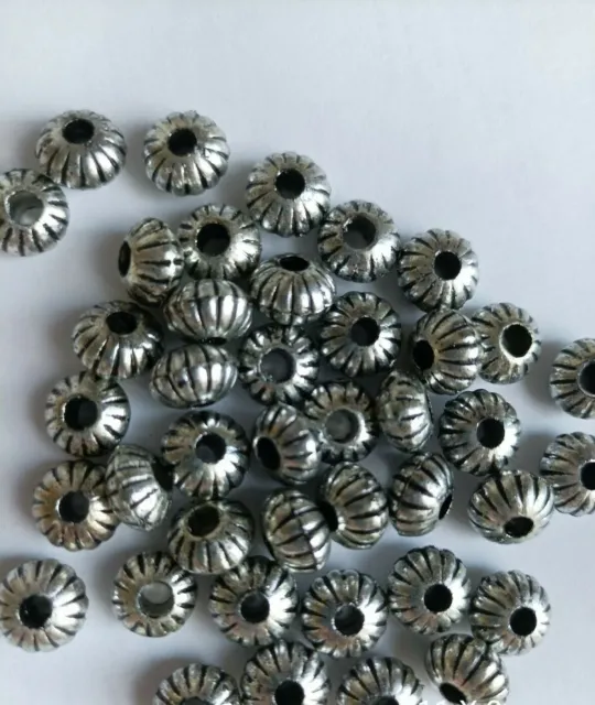 300 Round Spacer Beads Tibetain Silver Plated 11 x 6mm Hole 4mm Craft Jewellery