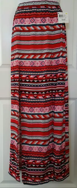 Juniors Skirt Long Maxi Pink Red Tribal Joe Boxer S Small M Medium L Large NWT