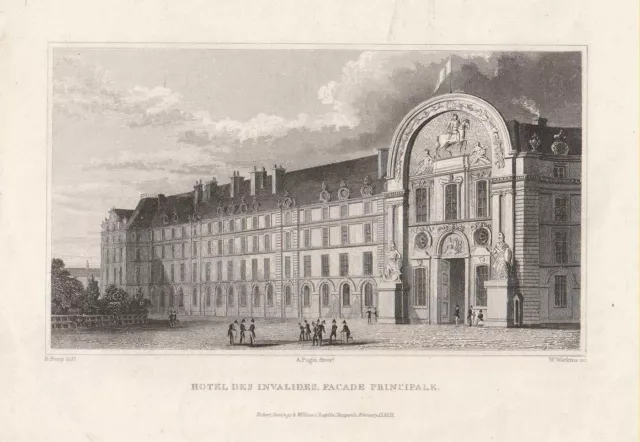 c1850 Hotel des Invalides Paris Frankreich France Vedute Stahlstich-Ansicht