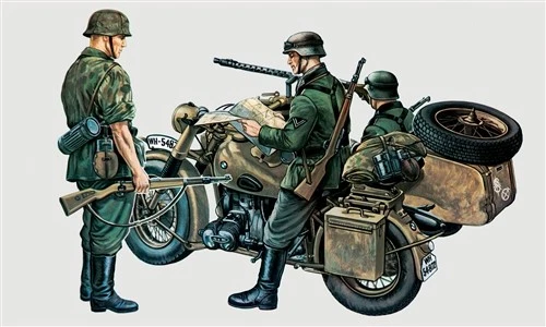 Side-car BMW Africa Korps 1:15 Polistil – Miniature Métal, Italie
