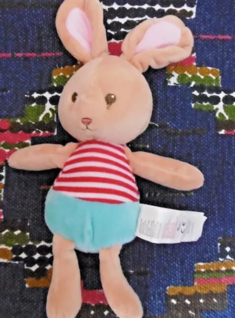Ab / Doudou Peluche Ikea Lapin Beige Bleu Rouge Raye Blanc Iklilian  Etat Neuf
