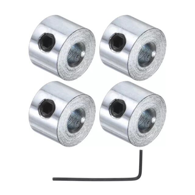 4pcs Set Screw Collars 1/8" Bore Zinc Plated Steel Shaft Collar 3/8" OD, 1/4" W
