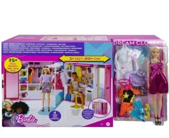 Barbie ARMADIO DEI SOGNI DI BARBIE CON BAMBOLA ORIGINALE MATTEL GBK10 Nuovo