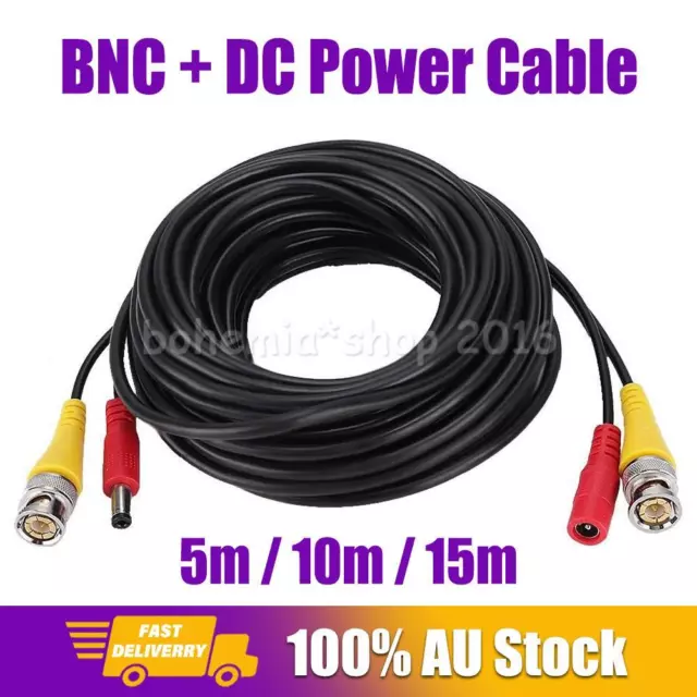 5M-15M BNC Video DC Power Extension Cable Cord For CCTV Security Camera DVR NEW