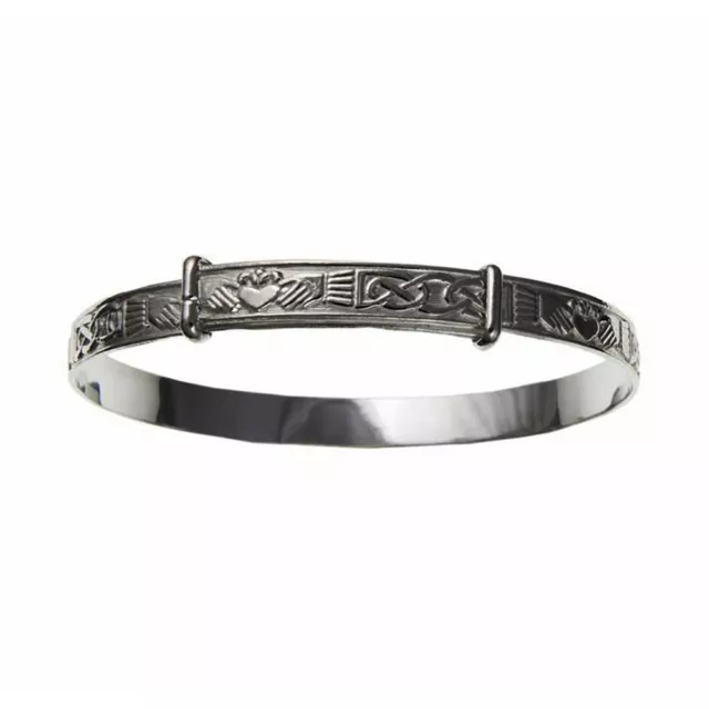 5mm Claddagh Celtic Expanding Bangle Sterling Silver  XL Womens / Childs /Babies