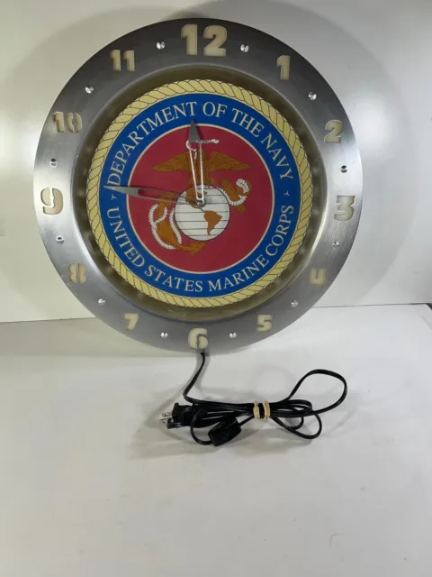 Vintage Department of the Navy United States Marine Corp Wall Clock 16" Dia