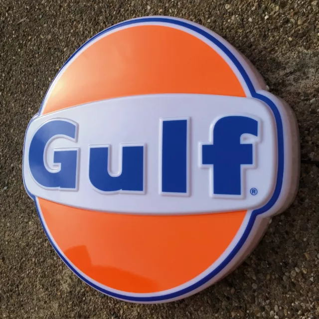 Gulf 3D Led Lichtbox Schild Garage Benzin Werbung Benzin Gas Öl Mann Höhle
