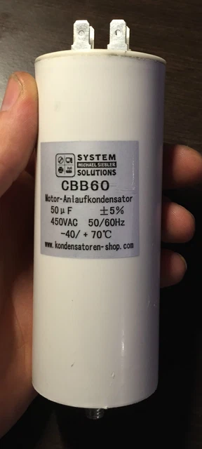 Condensateur, 50uF Condensateur 450V 50uF Condensateur De Démarrage Condensateur De Démarrage