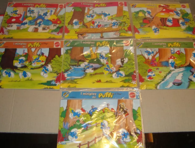 I Removelli I Miniplay Dei Puffi Set 7 Pz. Mattel 1983 (Puffi/The Smurfs)