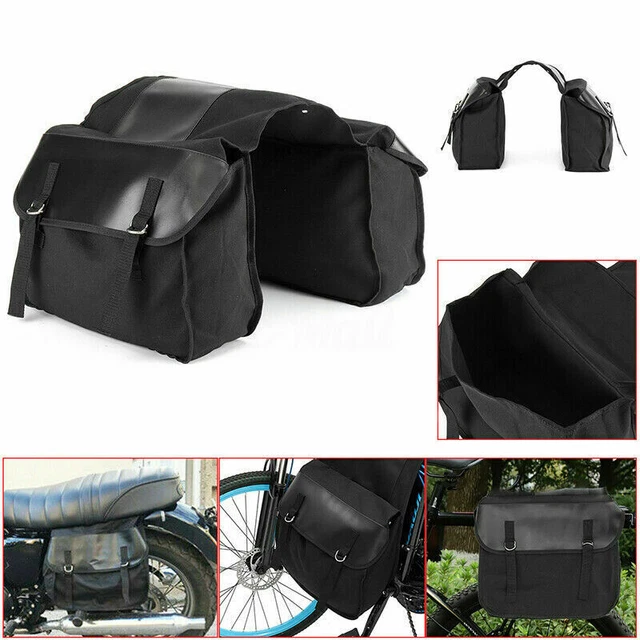 Borsa da sella moto touring tela nera borse impermeabili bagaglio moto^