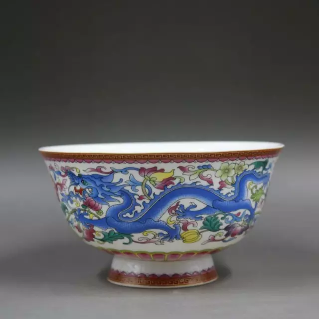 Collect Chinese Jingdezhen Famille Rose Porcelain Dragon Phoenix Bowl