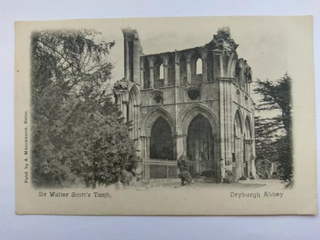 Dryburgh Abbey Scotland Vintage B&W Postcard c1920s Sir Walter Scott's Tomb