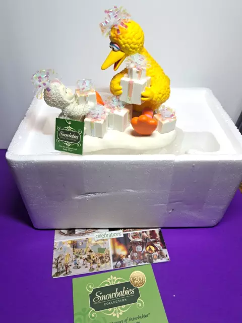 Dept 56 Snow Babies With Big Bird'' We're All Wrapped Up'' Figurine