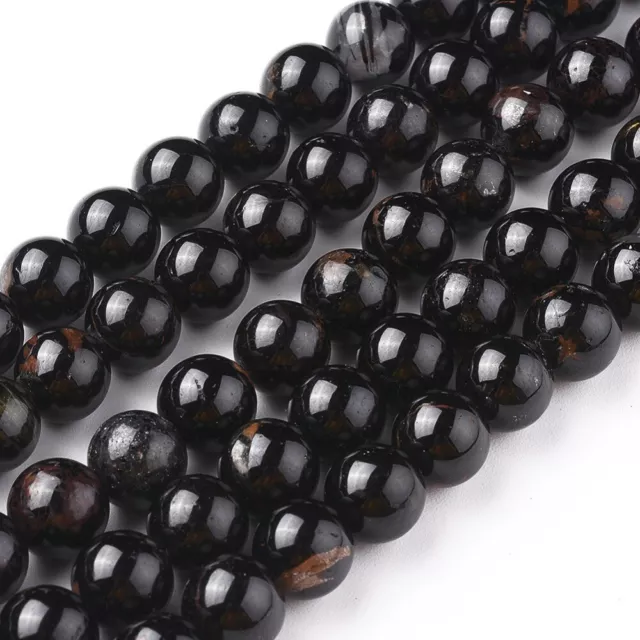 lot de 24 perles  8 mm en tourmaline noire naturelle