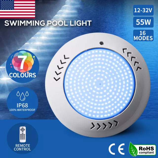 Resin Filled Swimming Pool LED Light 12V 55W RGB Remote Control Memory Function