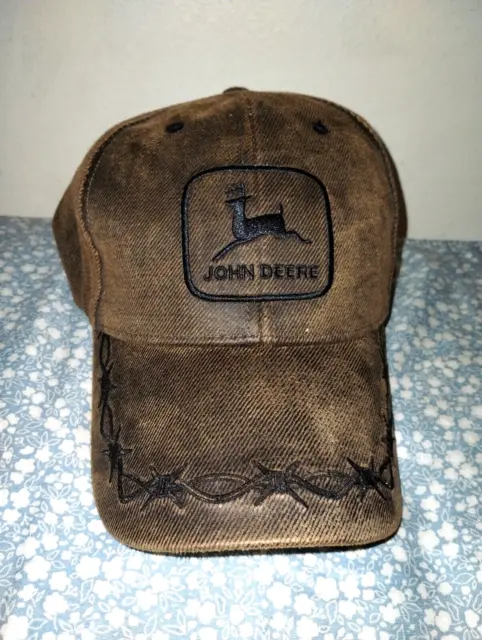 John Deere Country Adult Brown Embroidered Strapback Hat.