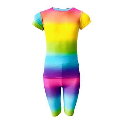 Ragazze Rainbow Tie-Dye Co-Ord Set Corto T-shirt e Pantaloncini Ciclismo Estate Vestito