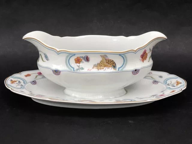 Superbe SAUCIERE en PORCELAINE signée HAVILAND LIMOGES modèle AUX CAILLES 2