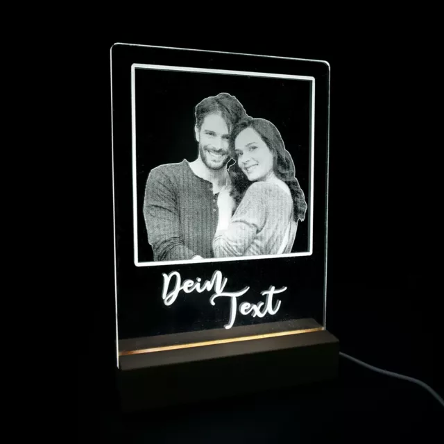 Personalisierte Fotogravur auf Plexiglas - LED Acrylglas Aufstellbild - Gravur