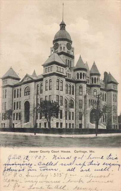 Jasper County Court House Carthage Missouri MO 1907 Postcard