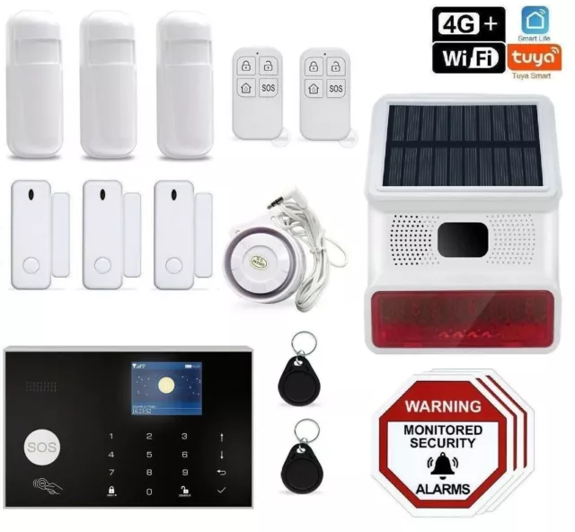 4G+Wifi App Control Wireless Home Security DIY Burglar House Office Alarm System
