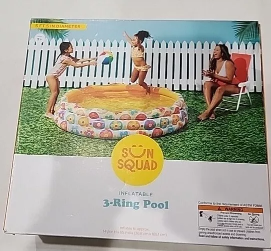 Inflatable Pool 3-Ring Sun Squad 5’5 Diameter BRAND NEW Flower Kids Ball Pit