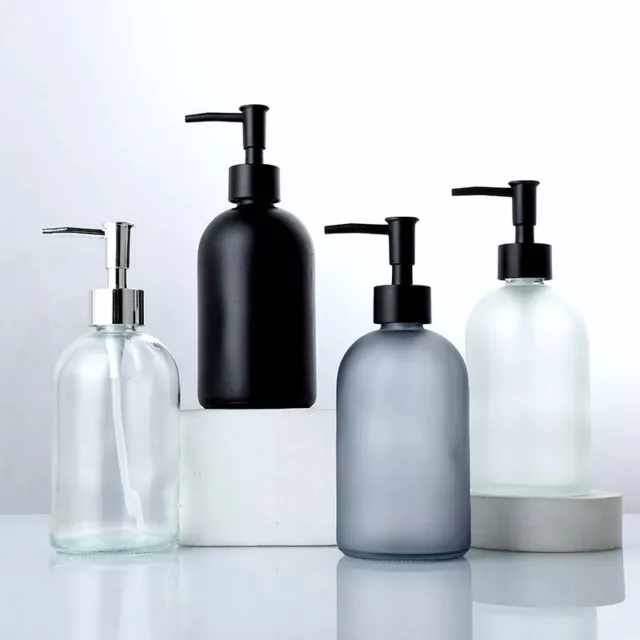 410ml Glass Empty Liquid Soap Dispenser Lotion Shampoo Pump Bottle Container