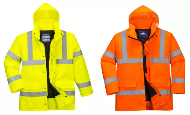 Portwest S460 Haute Visibilité à Capuche Imperméable Trafic Manteau Veste