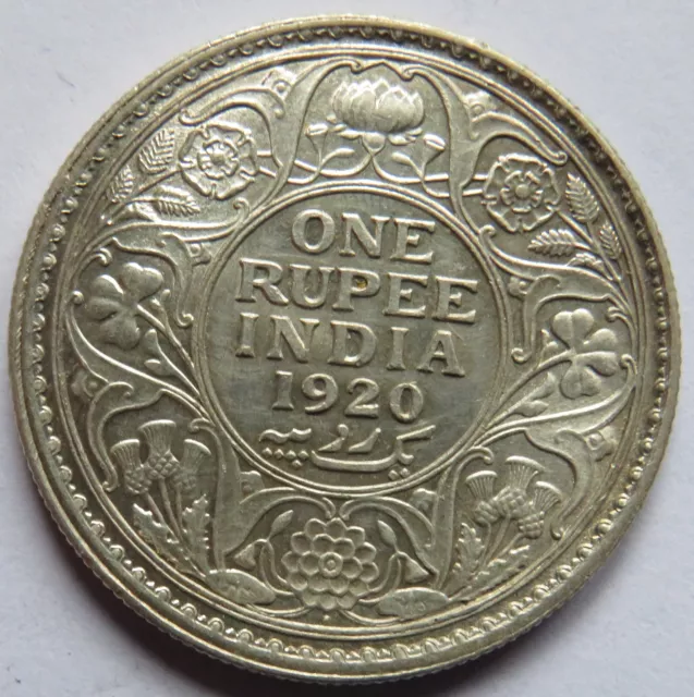 1920 King George V India Silver One Rupee Coin In High Grade 2