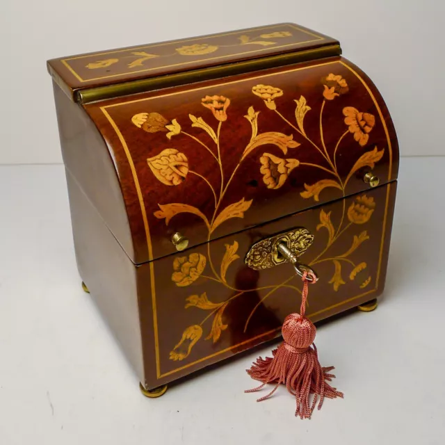 Dutch Marquetry Inlaid Mahogany Single Tea Caddy c.1810