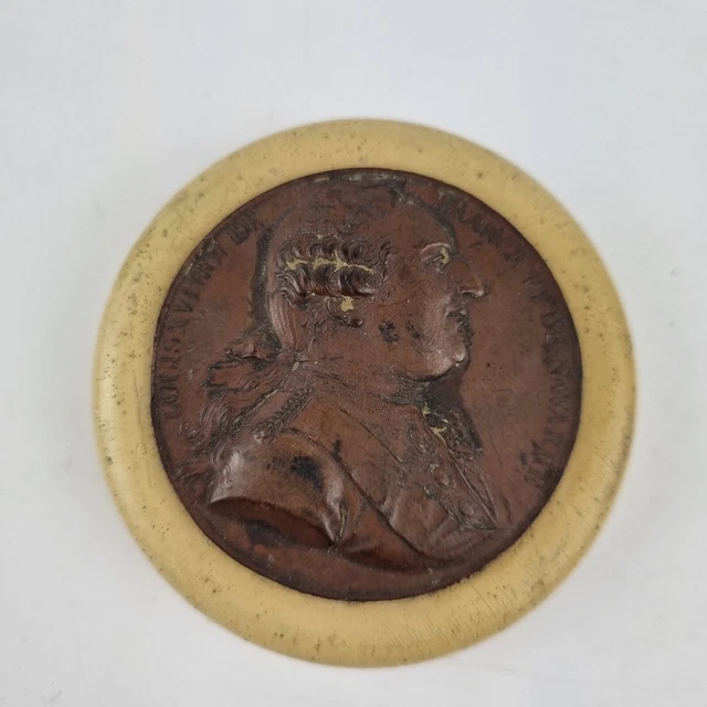Vintage Louis XVI Thin Copper / Bronze Portrait Roundel Small Size