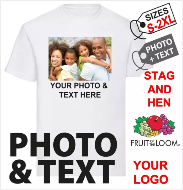 Personalised T Shirt Custom Your Photo Logo Text Shirt Printed Stag do Hen Party