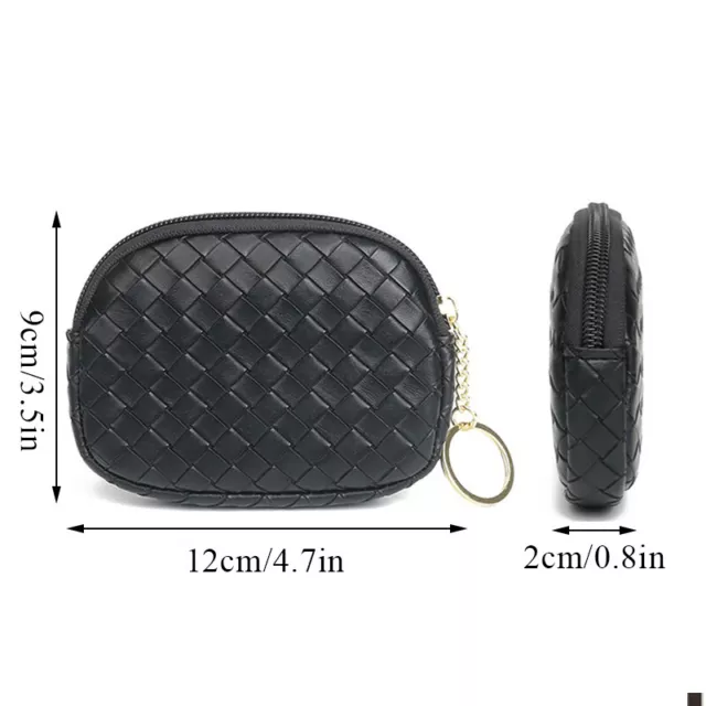 Fine Woven Pu Leather Mini Wallet Mens Woman Credit Card Holder Key Change 《 3