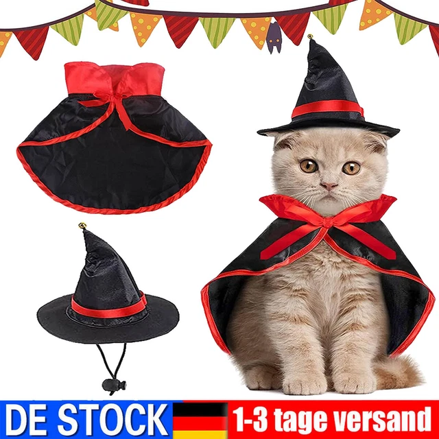 Halloween Hund Katze Kostüm Umhang Hut Haustier Vampir Zaubererhut Kleidung
