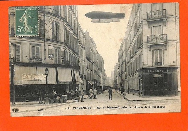Vincennes (94) Cpa / Airship Rue De Montreuil
