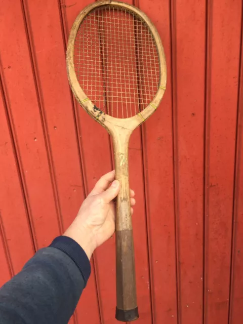 Ancienne Raquette En Bois Marque Super Service Vintage French Tennis Racket