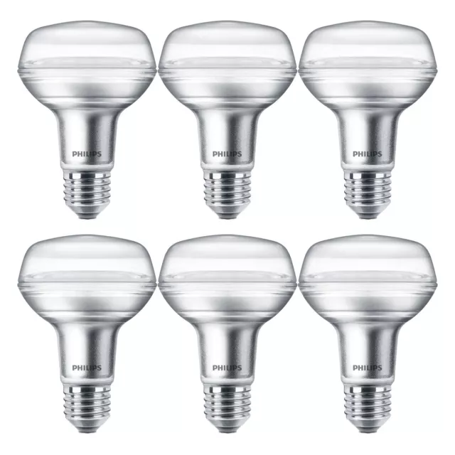 6 x Philips LED R80 Glas Reflektor 4,2W = 60W E27 klar warmweiß DIMMBAR UVP 59€
