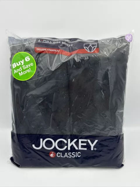 MEN'S JOCKEY UNDERWEAR 6-pack Classic Knit Full-Rise Briefs/Black Size ...