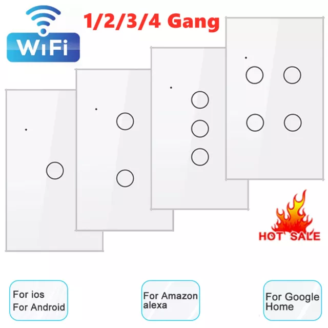 WiFi Switch Smart Home Touch RF Light Wall Panel For Alexa For Google 1/3/4 Gang