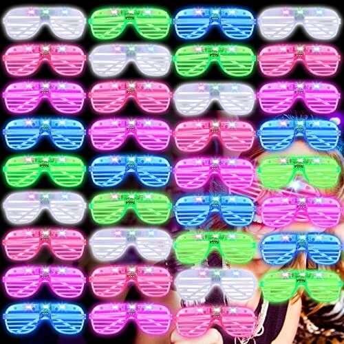 35 Packs LED Light Up Glasses Glow Neon Party Favors, 5 Colors Glow in the